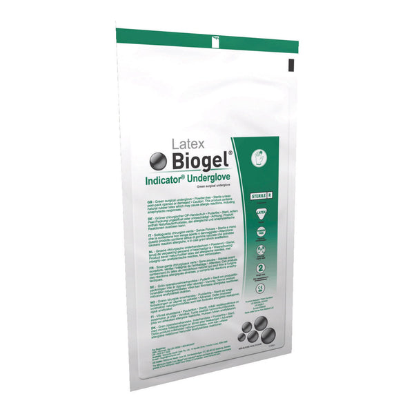 BIOGEL® INDICATOR™ LATEX SURGICAL UNDERGLOVE, SIZE 8, GREEN, SOLD AS 50/BOX MOLNLYCKE 31280