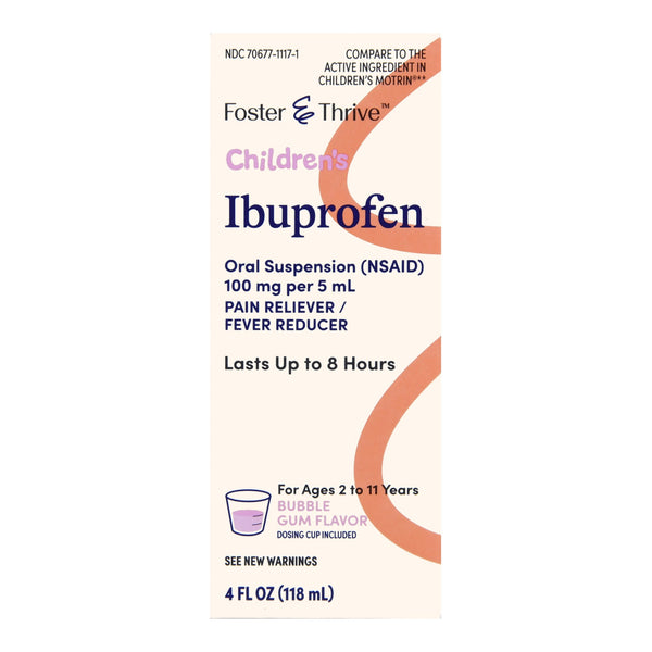 FOSTER & THRIVE™ IBUPROFEN CHILDREN'S PAIN RELIEF, BUBBLE GUM FLAVOR, SOLD AS 1/BOTTLE MCKESSON 70677111701