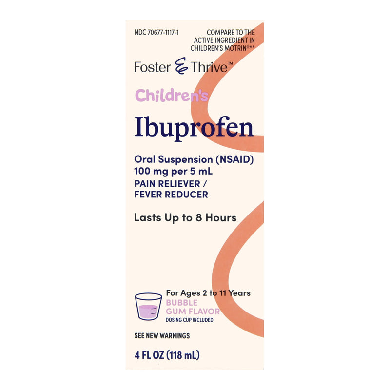 FOSTER & THRIVE™ IBUPROFEN CHILDREN'S PAIN RELIEF, BUBBLE GUM FLAVOR, SOLD AS 1/BOTTLE MCKESSON 70677111701