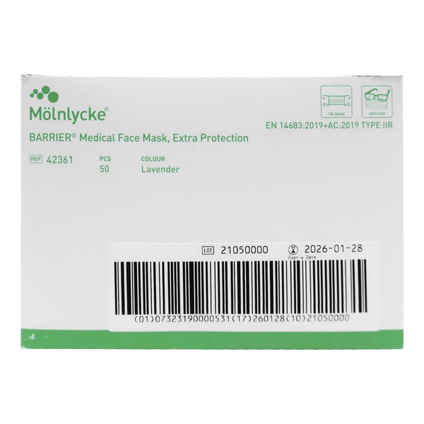 BARRIER® LASER PLUME SURGICAL MASK, SOLD AS 50/BOX MOLNLYCKE 42361