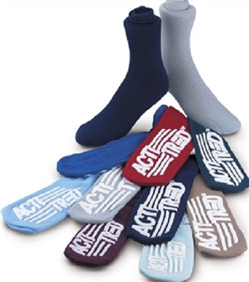 Medical Action Acti-Tred Slippers Slipper Socks Dbl Side Treadsm/Youth Cranberry 48Pr/Cs -99943