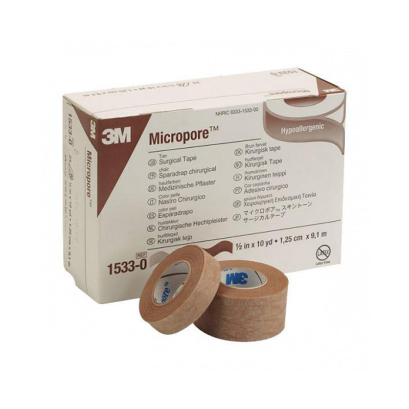 3M™ MICROPORE™ PAPER MEDICAL TAPE, 1/2 INCH X 10 YARD, TAN, SOLD AS 24/BOX SOLVENTUM 1533-0