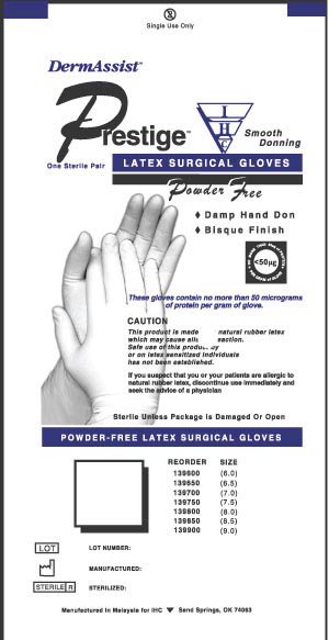 DERMASSIST® PRESTIGE® DHD LATEX SURGICAL GLOVE, SIZE 6, IVORY, SOLD AS 50/BOX INNOVATIVE 139600