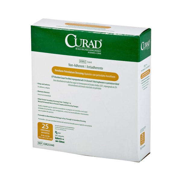 CURAD® XEROFORM PETROLATUM IMPREGNATED DRESSING, 4 X 4 INCH, SOLD AS 150/CASE MEDLINE CUR253440