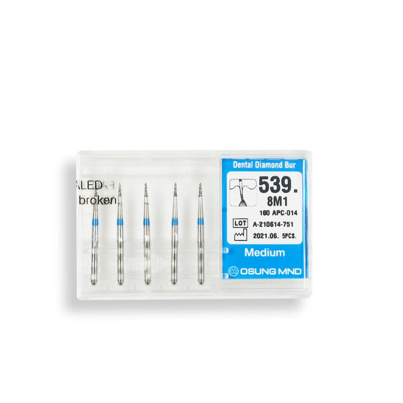 Needle Shaped, Short, Long Neck 0.8 mm Dia. Medium Grit Diamond Bur 5 per pack. 539.8M1