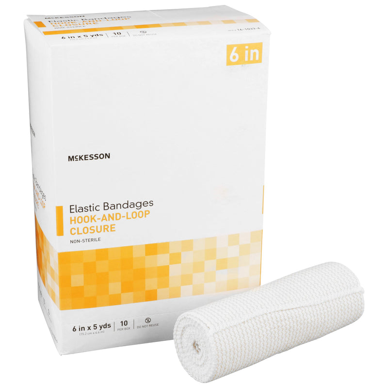 MCKESSON HOOK AND LOOP CLOSURE ELASTIC BANDAGE, 6 INCH X 5 YARD, SOLD AS 10/BOX MCKESSON 16-1033-6