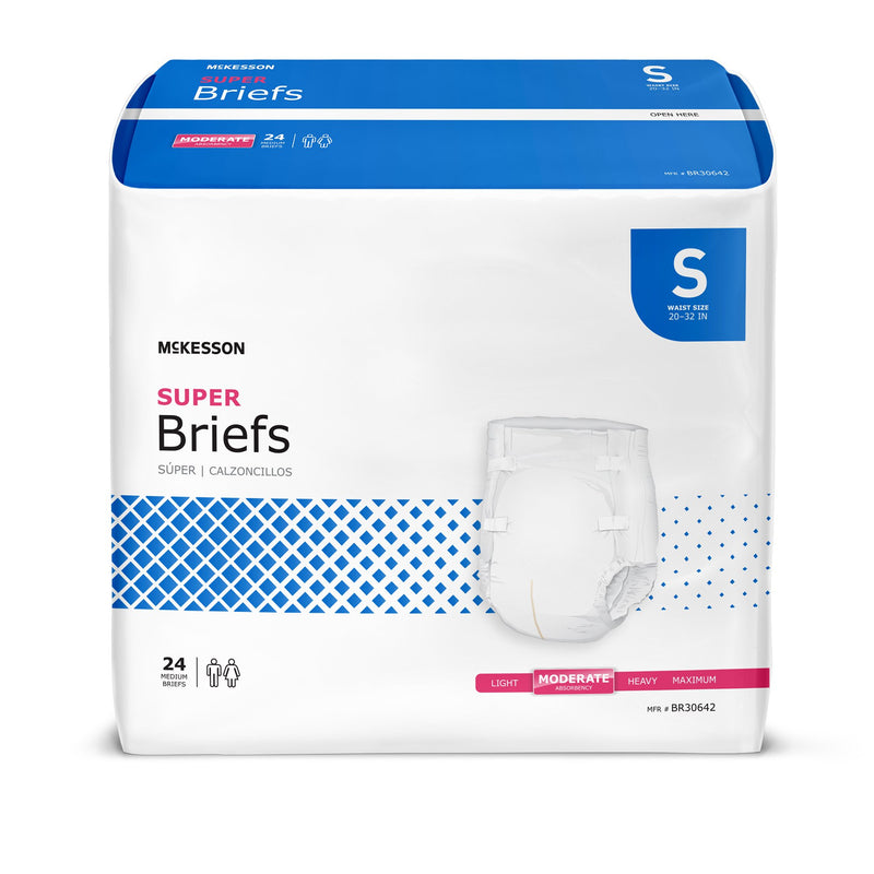 MCKESSON SUPER MODERATE ABSORBENCY INCONTINENCE BRIEFS, SMALL, SOLD AS 24/BAG MCKESSON BR30642