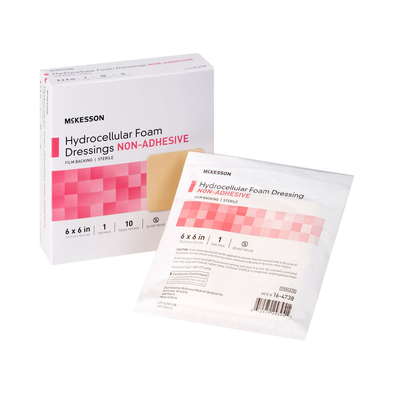 MCKESSON NONADHESIVE WITHOUT BORDER FOAM DRESSING, 6 X 6 INCH, SOLD AS 100/CASE MCKESSON 16-4738
