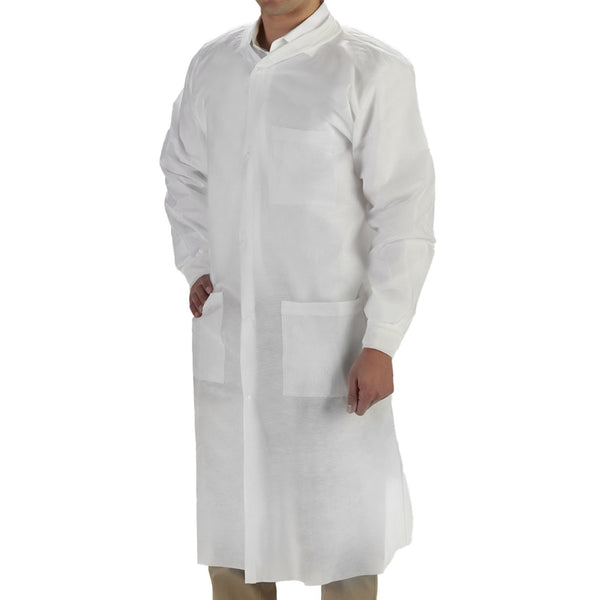 LABMATES® LAB COAT, WHITE, SMALL, SOLD AS 50/CASE GRAHAM 85172