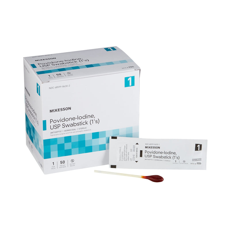MCKESSON IMPREGNATED SWABSTICK, 10% STRENGTH, POVIDONE IODINE, INDIVIDUAL PACKET, SOLD AS 500/CASE MCKESSON 986