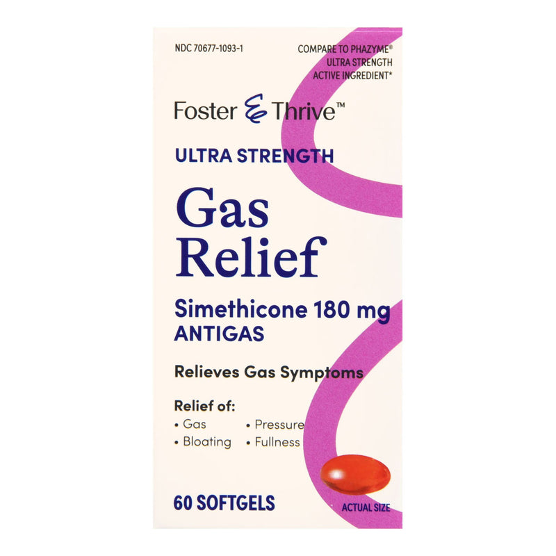 FOSTER & THRIVE™ ULTRA STRENGTH GAS RELIEF SIMETHICONE 180 MG SOFTGELS, SOLD AS 1/BOTTLE MCKESSON 70677109301