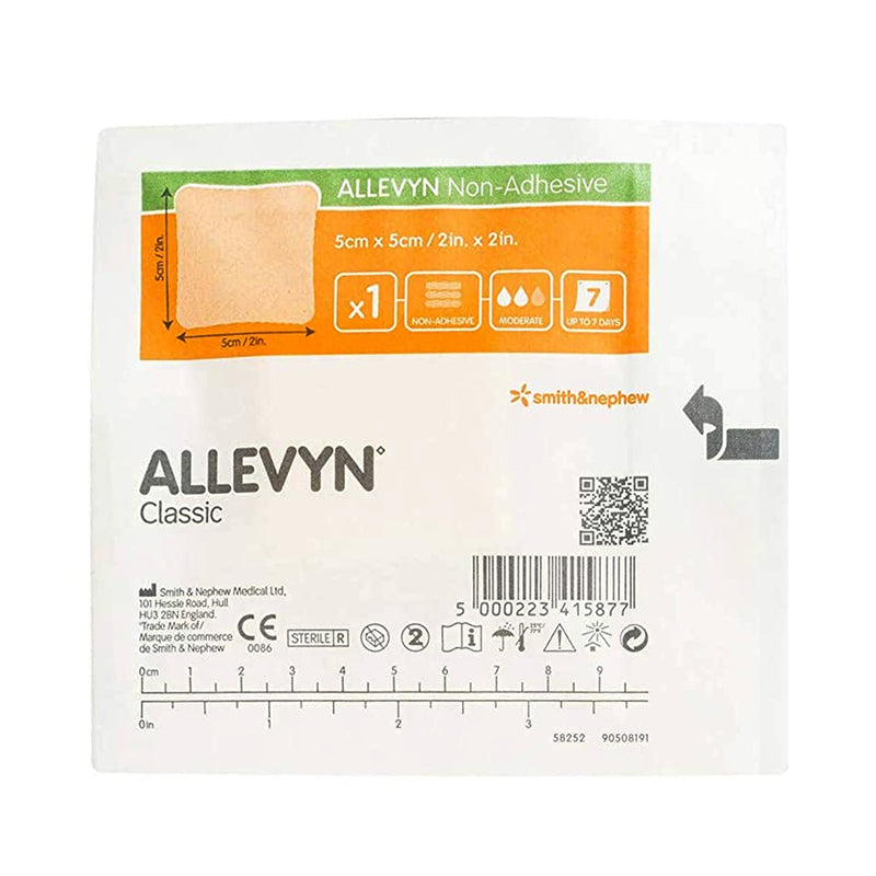 ALLEVYN CLASSIC NONADHESIVE WITHOUT BORDER FOAM DRESSING, 2 X 2 INCH, SOLD AS 10/BOX SMITH 66007643