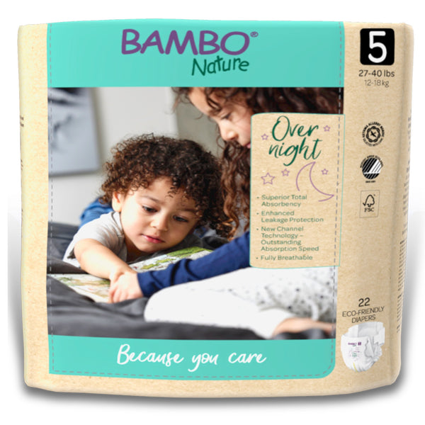 BAMBO® NATURE OVERNIGHT DIAPERS, SIZE 5, SOLD AS 22/PACK ABENA 1000021011