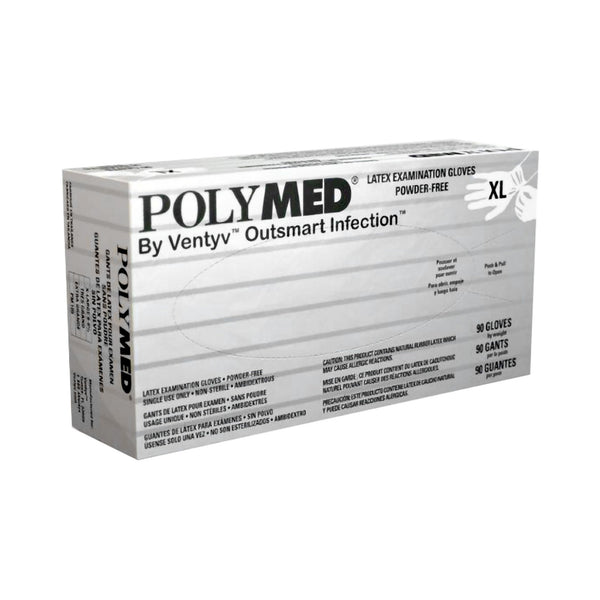 POLYMED® LATEX EXAM GLOVE, EXTRA LARGE, IVORY, SOLD AS 90/BOX VENTYV PM105