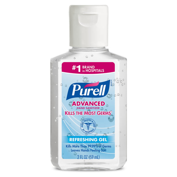 PURELL ADVANCED HAND SANITIZER 70% ETHYL ALCOHOL GEL, BOTTLE, 2 OUNCES, SOLD AS 1/EACH GOJO 9605-24