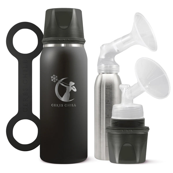 CERES CHILL OG STAINLESS STEEL BREAST MILK CHILLER CONTAINER, BLACK, SOLD AS 12/CASE CERES CC-1-BC-L-BL