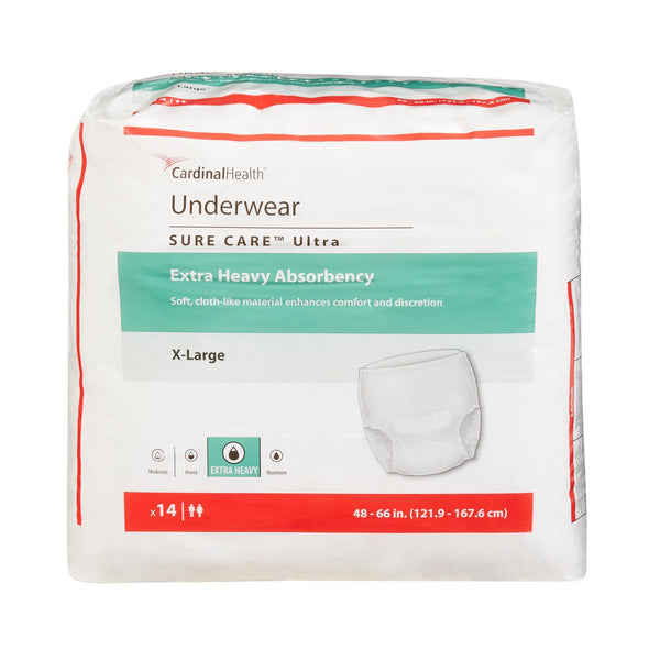 SURE CARE™ ULTRA EXTRA HEAVY ABSORBENT UNDERWEAR, EXTRA LARGE, SOLD AS 14/PACK CARDINAL 1455