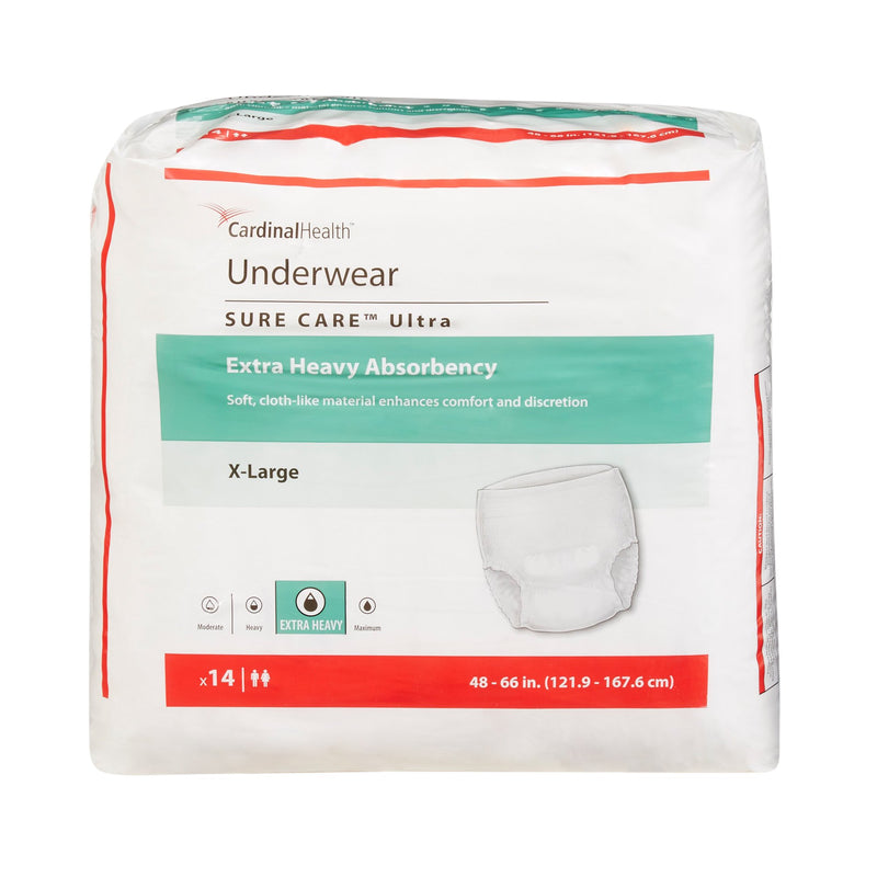 SURE CARE™ ULTRA EXTRA HEAVY ABSORBENT UNDERWEAR, EXTRA LARGE, SOLD AS 14/PACK CARDINAL 1455