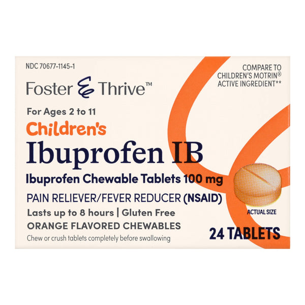 FOSTER & THRIVE™ CHILDREN'S IBUPROFEN IB CHEWABLE TABLETS 100 MG ORANGE, SOLD AS 1/EACH MCKESSON 70677114501
