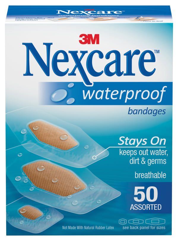 NEXCARE™ WATERPROOF CLEAR / TAN ADHESIVE STRIP, ASSORTED SIZES, SOLD AS 50/BOX 3M 432-50-3