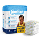 ATTENDS COMFEES PREMIUM DIAPERS, UNISEX, BABY, TAB CLOSURE, SIZE 3, SOLD AS 144/CASE ATTENDS CMF-3