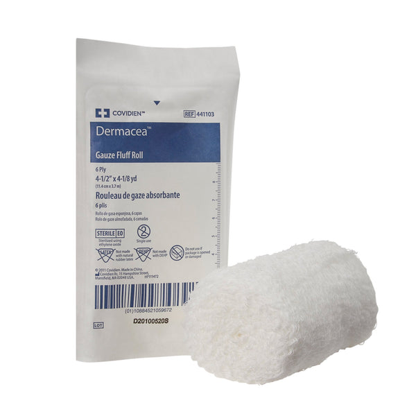 DERMACEA™ STERILE FLUFF BANDAGE ROLL, 4-1/2 INCH X 4-1/10 YARD, 6-PLY, SOLD AS 60/CASE CARDINAL 441103
