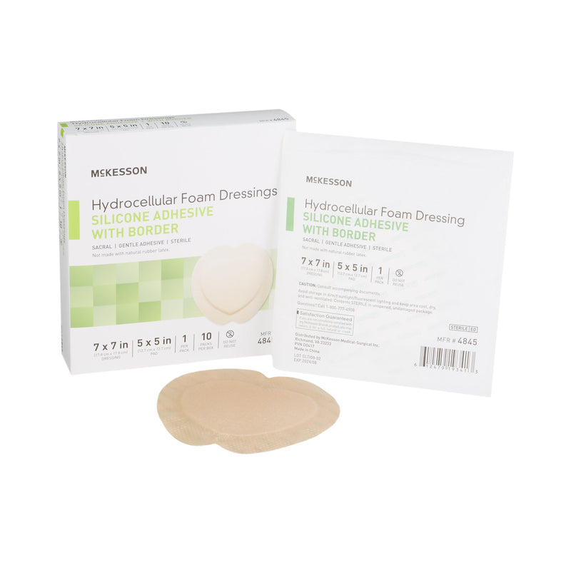 MCKESSON SILICONE ADHESIVE WITH BORDER SILICONE FOAM DRESSING, 7 X 7 INCH SACRAL, SOLD AS 1/EACH MCKESSON 4845