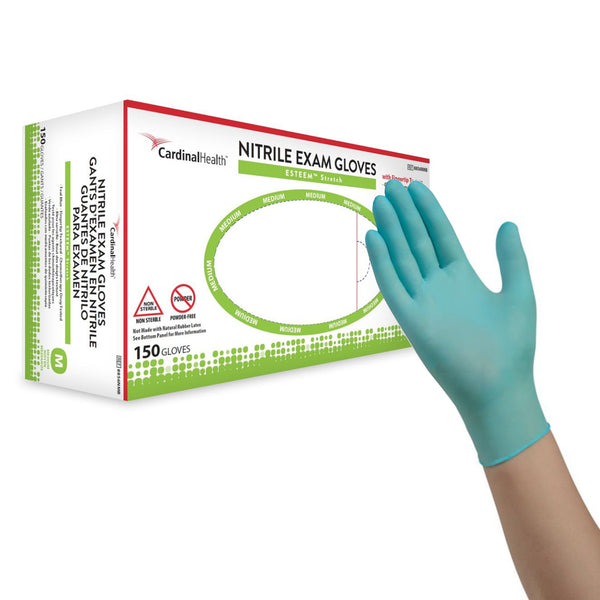 ESTEEM™ STRETCH NITRILE EXAM GLOVE, MEDIUM, TEAL, SOLD AS 1500/CASE CARDINAL 8856NMB
