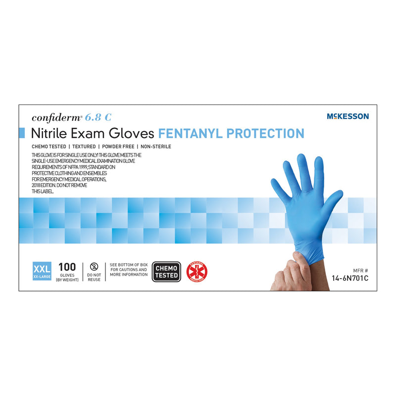 MCKESSON CONFIDERM® 6.8C NITRILE EXAM GLOVE, 2X-LARGE, BLUE, SOLD AS 100/BOX MCKESSON 14-6N701C