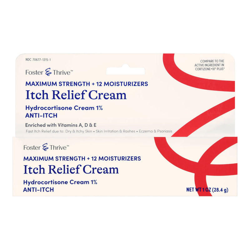 FOSTER & THRIVE™ 1% HYDROCORTISONE + 12 MOISTURIZERS ITCH RELIEF CREAM, SOLD AS 1/EACH MCKESSON 70677121501