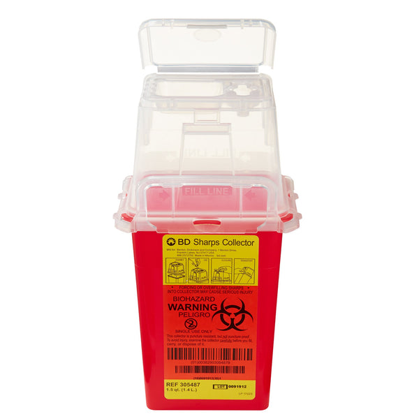 BD PHLEBOTOMY SHARPS CONTAINER, 1-1/2 QUART, 9 X 4.5 X 4 INCH, SOLD AS 36/CASE BD 305487