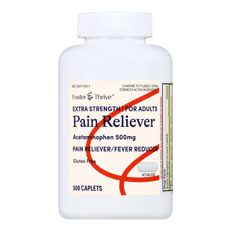FOSTER & THRIVE™ EXTRA STRENGTH PAIN RELIEVER ACETAMINOPHEN 500 MG CAPLETS, SOLD AS 1/BOTTLE MCKESSON 70677113803
