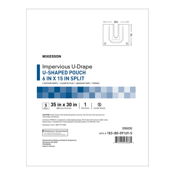MCKESSON STERILE U-DRAPE WITH POUCH, 35 X 30 INCH, SOLD AS 18/CASE MCKESSON 183-I80-09169-S