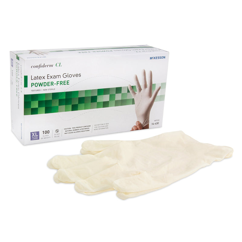 MCKESSON CONFIDERM® CL LATEX EXAM GLOVE, EXTRA LARGE, IVORY, SOLD AS 100/BOX MCKESSON 14-430