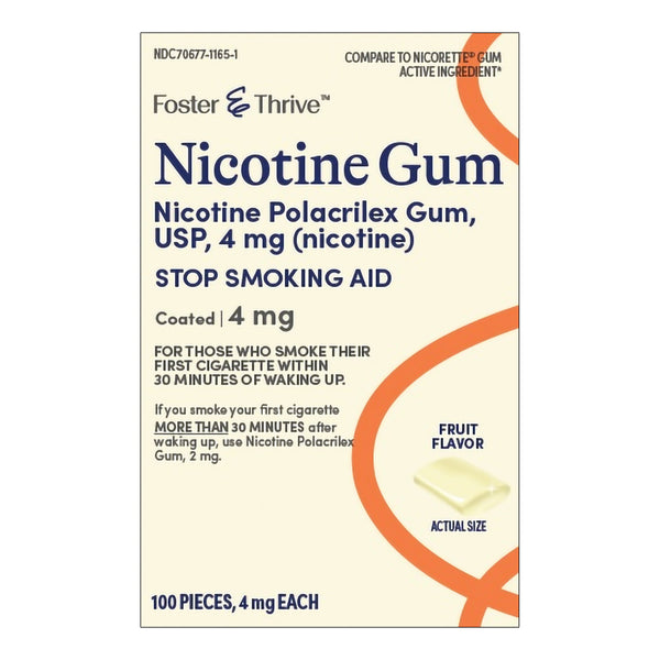 FOSTER & THRIVE™ NICOTINE POLACRILEX 4 MG (NICOTINE) GUM, FRUIT FLAVOR, SOLD AS 100/PACK MCKESSON 70677116501