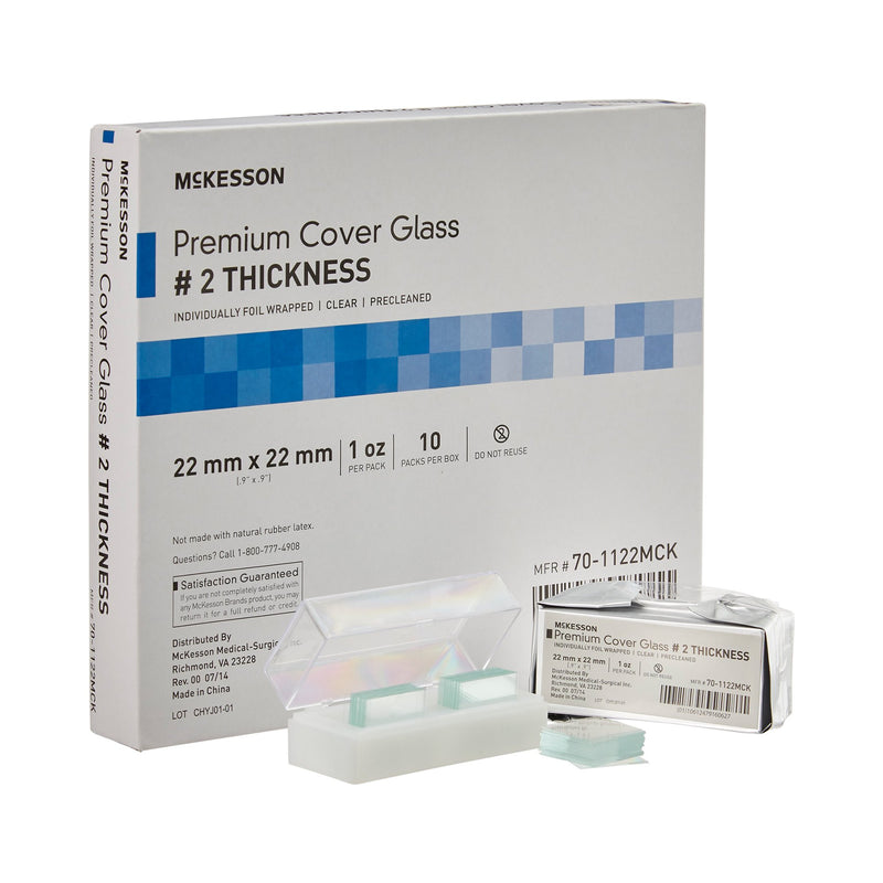 MCKESSON PREMIUM NO. 2 THICKNESS COVER GLASS, 22 X 22 MM, SOLD AS 10/BOX MCKESSON 70-1122MCK