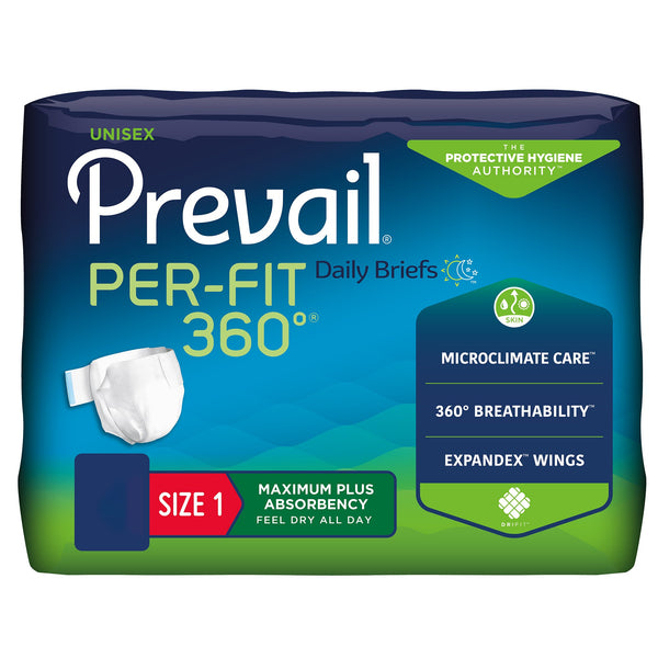 PREVAIL® PER-FIT 360°™ DAILY BRIEFS, MAXIMUM PLUS, SIZE 1, SOLD AS 20/PACK FIRST PFNG-012/2