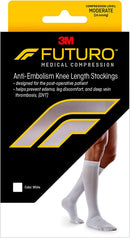 3M Futuro™ Anti-Embolism Stockings, Knee-High, Closed-Toe, Medium/Regular, White, 1/PR