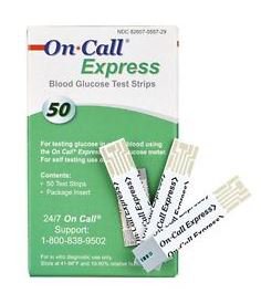 ON CALL® EXPRESS BLOOD GLUCOSE TEST STRIPS, SOLD AS 12/BOX ACON 755729