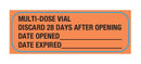 LABEL, MULTI-DOSE VIAL FLOURESCENT ORG 1.5"X0.5" (615/RL), 1/RL