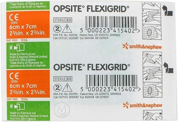 Smith & Nephew Opsite Flexigrid Transparent Adhesive Film Dressings Dressing Flexigrid Trnsprntadh 12X25Cm 20/Bx 10Bx/Cs -4632