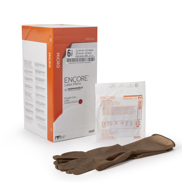 ENCORE® LATEX MICRO SURGICAL GLOVE, SIZE 6.5, BROWN, SOLD AS 50/BOX ANSELL 5787002