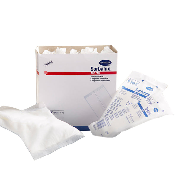 SORBALUX® ABD STERILE ABDOMINAL PAD, 5 X 9 INCH, 1-PLY, SOLD AS 400/CASE HARTMANN 48700000
