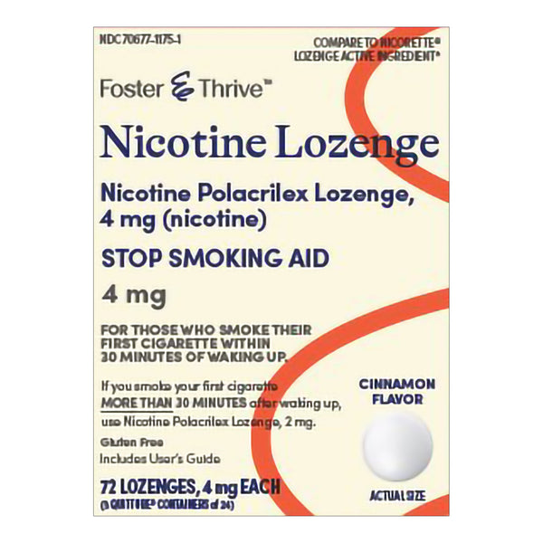 FOSTER & THRIVE™ NICOTINE POLACRILEX LOZENGES 4 MG (NICOTINE) CINNAMON, SOLD AS 72/PACK MCKESSON 70677117501