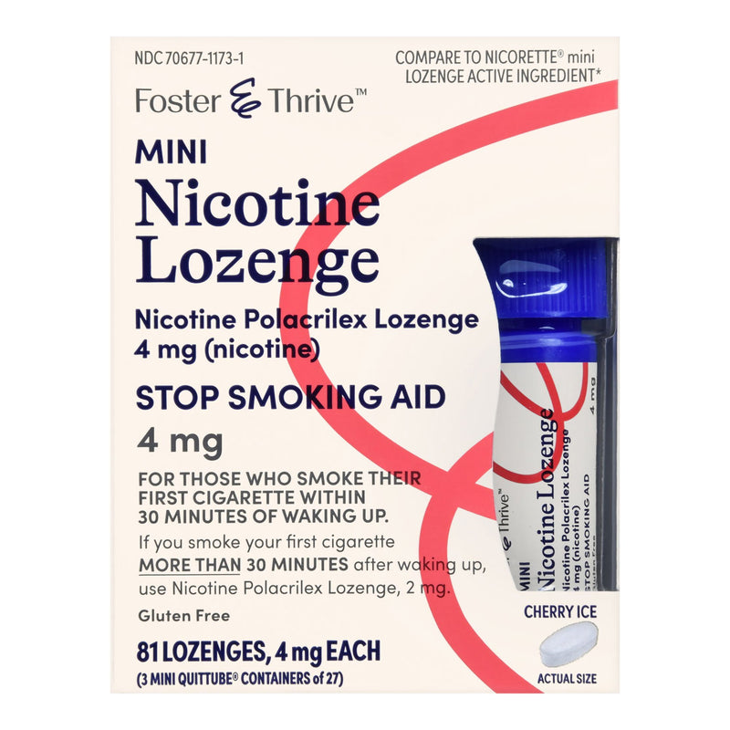 FOSTER & THRIVE™ MINI NICOTINE POLACRILEX LOZENGES 4 MG (NICOTINE) CHERRY ICE, SOLD AS 81/PACK MCKESSON 70677117301