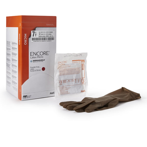 ENCORE® LATEX MICRO SURGICAL GLOVE, SIZE 7.5, BROWN, SOLD AS 200/CASE ANSELL 5787004