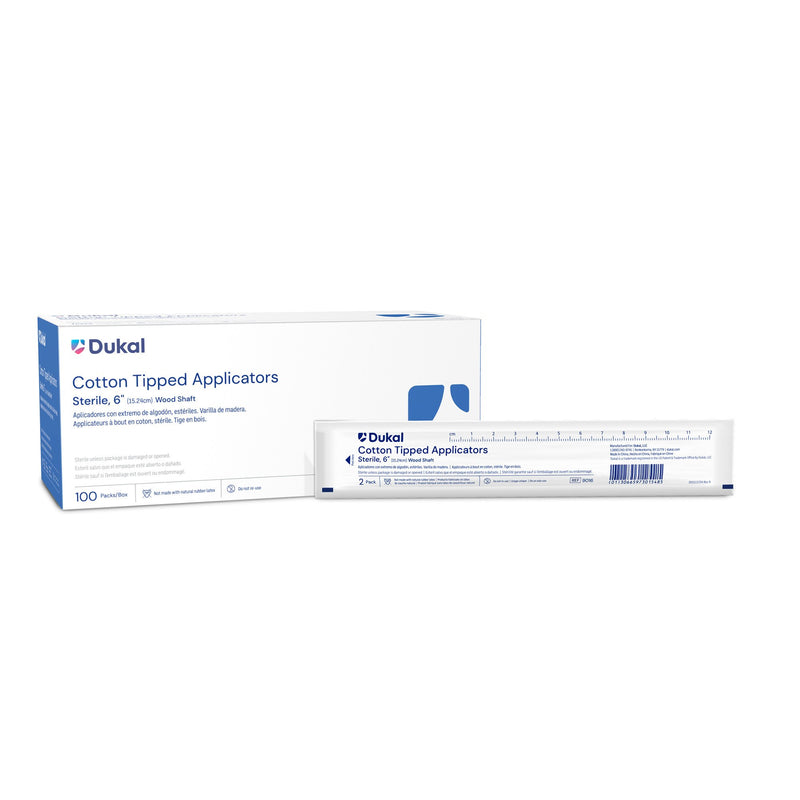 DUKAL™ STERILE SWABSTICK, COTTON TIP, WOOD SHAFT, SOLD AS 1/BOX DUKAL 9016