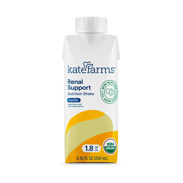 KATE FARMS® RENAL SUPPORT 1.8 VANILLA NUTRITION SHAKE, 8.45-OUNCE CARTON, SOLD AS 12/CASE KATE 811112030652