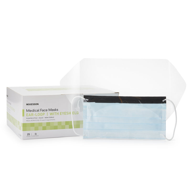 MCKESSON PROCEDURE MASK WITH EYE SHIELD, SOLD AS 25/BOX MCKESSON 91-2600