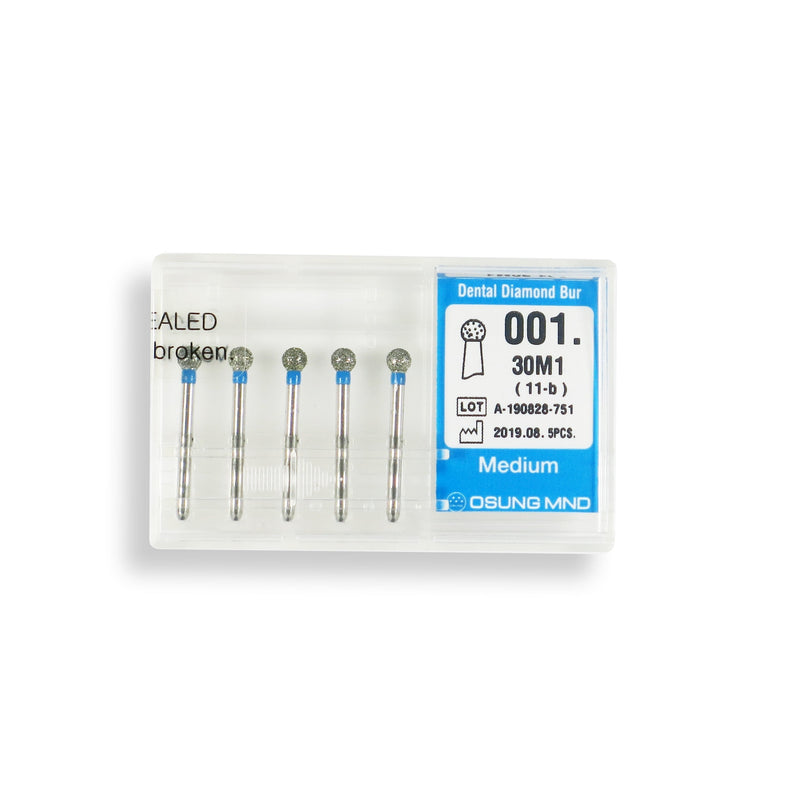 Spherical 3 mm Dia. Medium Grit Diamond Bur 5 per pack. 001.30M1